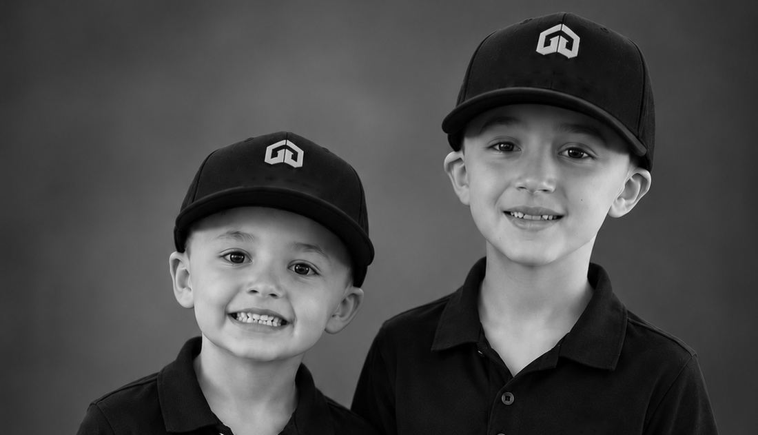 Mateo and Marco Gruen in Gruen Group caps
